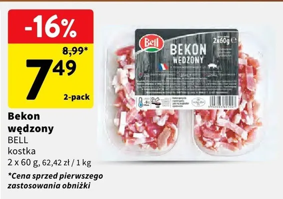 Bekon wędzony kostka promocja w Intermarche