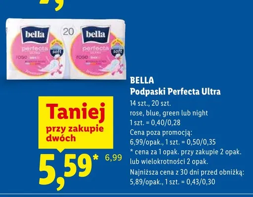 Podpaski Perfecta Ultra Bella rose 20szt. promocja w Lidl