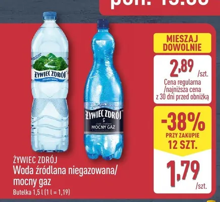 Woda źródlana niegazowana Żywiec Zdrój promocja w Aldi