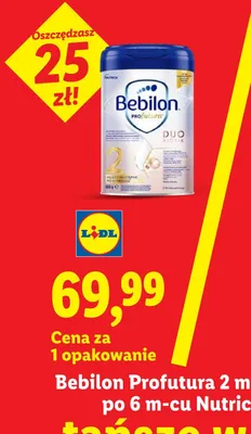 Mleko następne po 6m-cu Bebilon Profutura 2 Nutricia promocja w Lidl