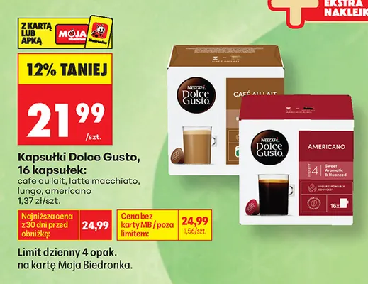 Kapsułki Dolce Gusto latte macchiato promocja w Biedronka