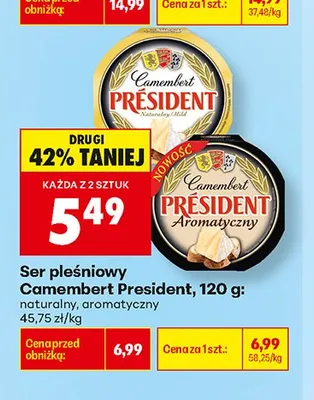 Ser pleśniowy Camembert aromatyczny Président promocja w Biedronka