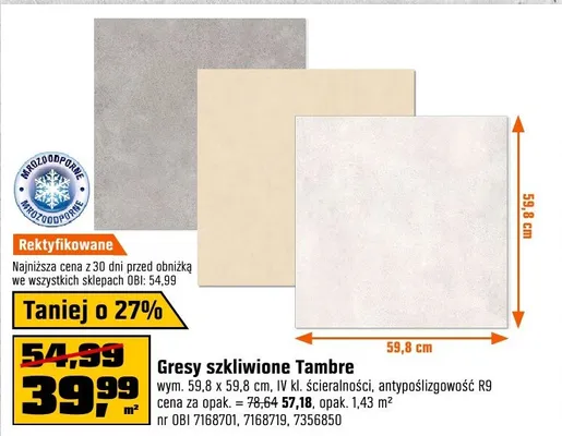 Gresy szkliwione Tambre białe promocja w OBI