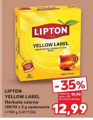 Herbata czarna LIPTON Yellow Label promocja w Kaufland