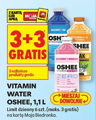 Woda witaminowa Vitamin Water 3+3 GRATIS promocja w Biedronka