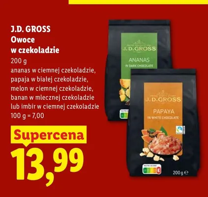 Owoce w czekoladzie imbir w ciemnej czekoladzie J.D. Gross promocja w Lidl
