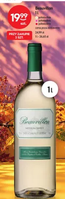 Wino Beauvillon półsłodkie promocja w Żabka
