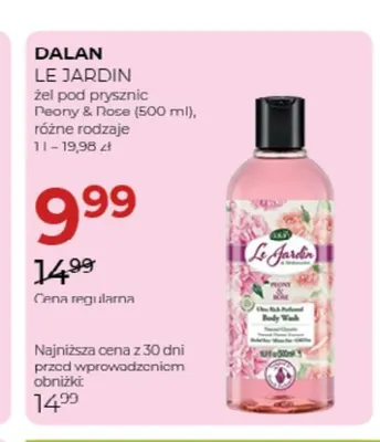 Żel pod prysznic Le Jardin Peony & Rose Dalan promocja w Drogerie Jawa