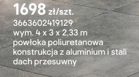 Powłoka poliuretanowa konstrukcja z aluminium i stali dach przesuwny promocja w Castorama