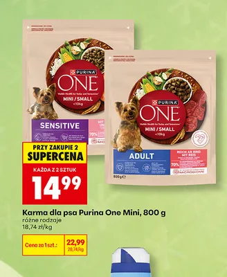 Karma dla psa Purina One Mini Sensitive promocja w Biedronka
