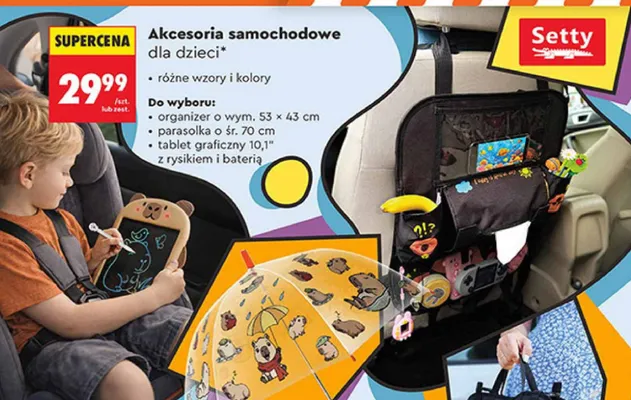 Akcesoria samochodowe dla dzieci Setty promocja w Biedronka
