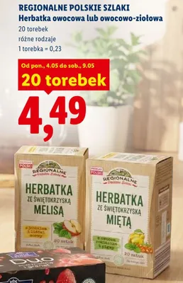 Herbatka owocowa ze świętokrzyską melisą Regionalne Polskie Szlaki promocja w Lidl