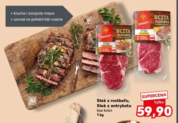 Stek z antrykotu bez kości Sokołów promocja w Kaufland