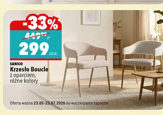 Krzesło Boucle SANICO z oparciem promocja w Biedronka