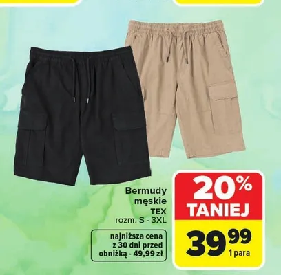 Bermudy męskie TEX rozm. S-3XL promocja w Carrefour