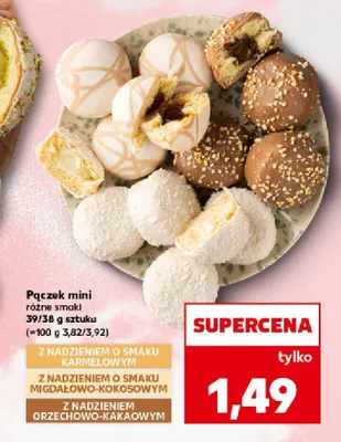 Pączek mini różne smaki z nadzieniem o smaku karmelowym promocja w Kaufland