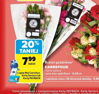 Bukiet goździków Carrefour promocja w Carrefour Market
