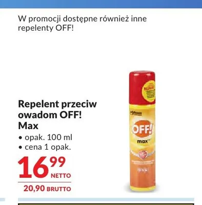 Repelent przeciw owadom OFF! Max promocja w Makro