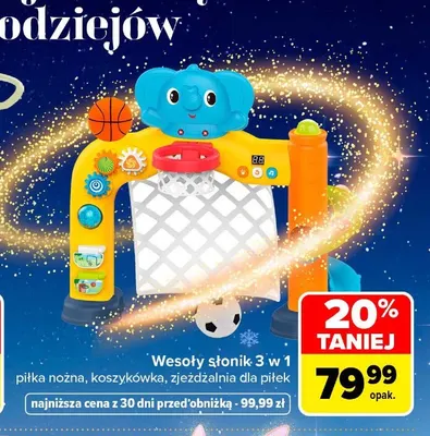 Wesoły słonik 3 w 1 piłka nożna koszykówka zjeżdżalnia dla piłek promocja w Carrefour