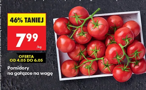 Pomidory na gałązce na wagę promocja w Biedronka