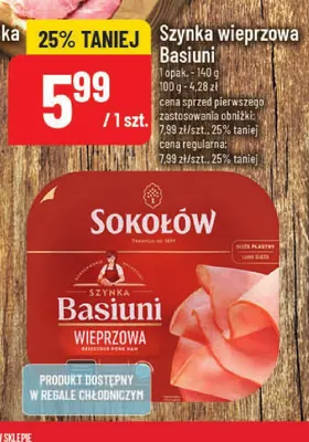 Szynka wieprzowa Basiuni Sokołów promocja w POLOmarket