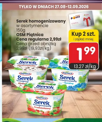 Serek homogenizowany naturalny Piątnica promocja w Market Point