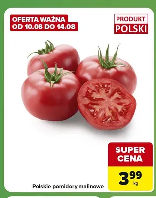 Pomidory malinowe polskie promocja w Carrefour Express