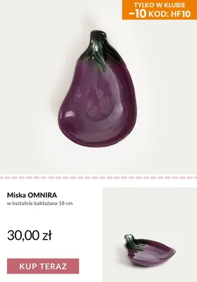 Miska Omnira w kształcie bakłażana 18 cm promocja w Homla