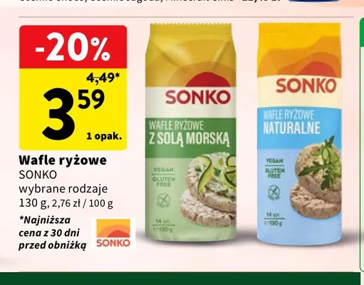 Wafle ryżowe z solą morską Sonko promocja w Intermarche