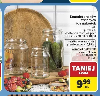 Komplet słoików szklanych bez nakrętek 6-pak 315 ml promocja w Carrefour