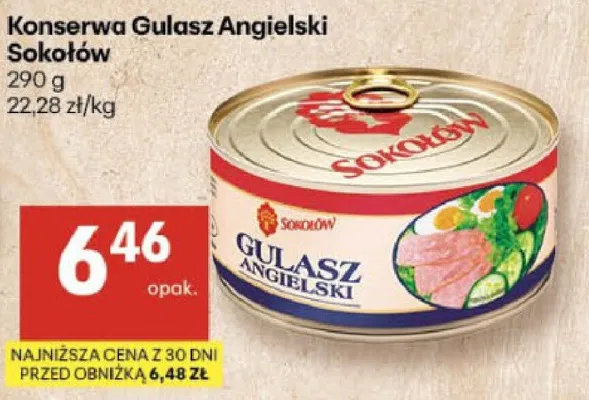 Konserwa Gulasz Angielski Sokołów promocja w Delikatesy Centrum