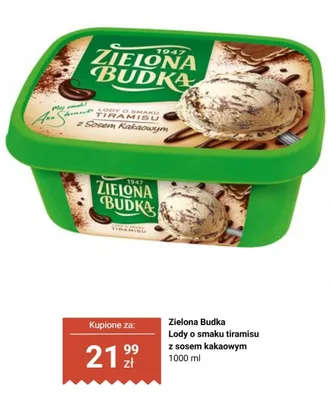 Lody o smaku tiramisu z sosem kakaowym Zielona Budka promocja w Biedronka