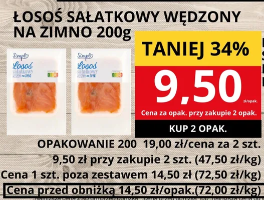 Łosoś sałatkowy wędzony na zimno promocja w Supeco