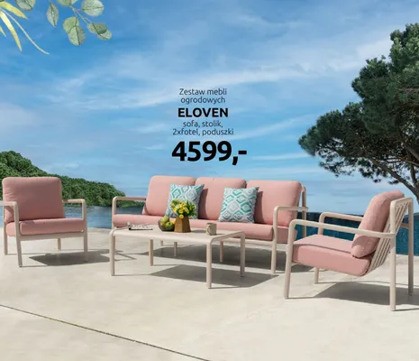 Zestaw mebli ogrodowych sofa, stolik, 2xfotel, poduszki promocja w Black Red White