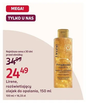 Rozświetlający olejek do opalania Lirene promocja w Rossmann