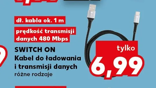 Kabel do ładowania i transmisji danych Switch On promocja w Kaufland