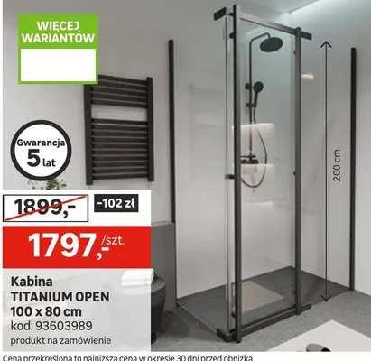 Kabina TITANIUM OPEN 100 x 80 cm promocja w Leroy Merlin