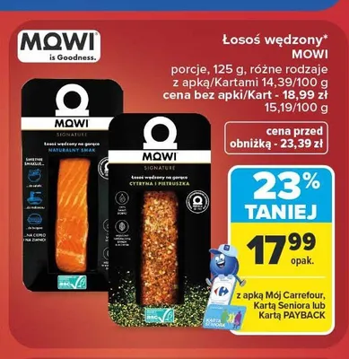 Łosoś wędzony na gorąco cytryna i pietruszka Mowi promocja w Carrefour