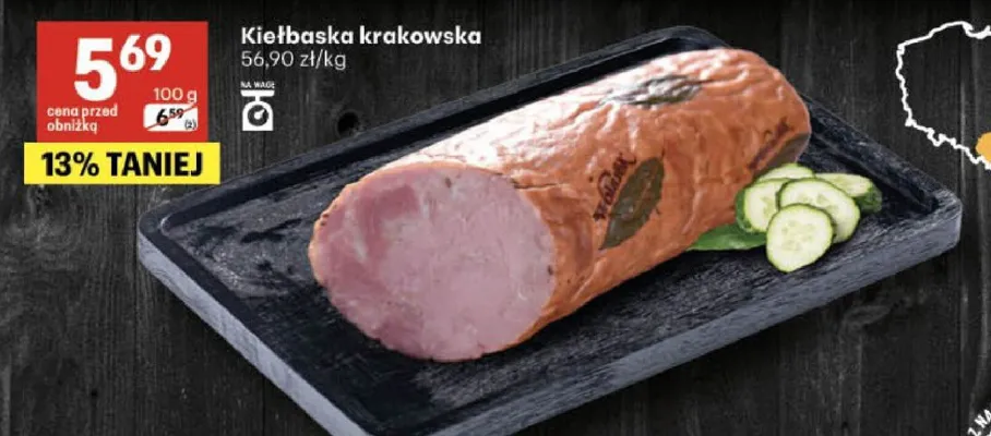 Kiełbaska krakowska promocja w Delikatesy Centrum