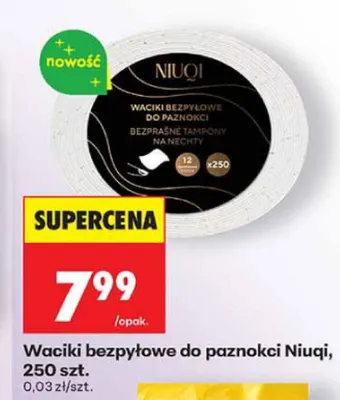 Waciki bezpyłowe do paznokci Niuqi promocja w Biedronka