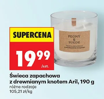 Świeca zapachowa z drewnianym knotem promocja w Biedronka