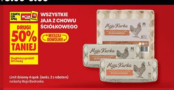 Jaja z chowu ściółkowego Moja Kurka promocja w Biedronka