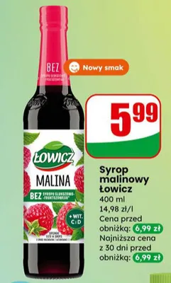 Syrop malinowy  promocja w Dino