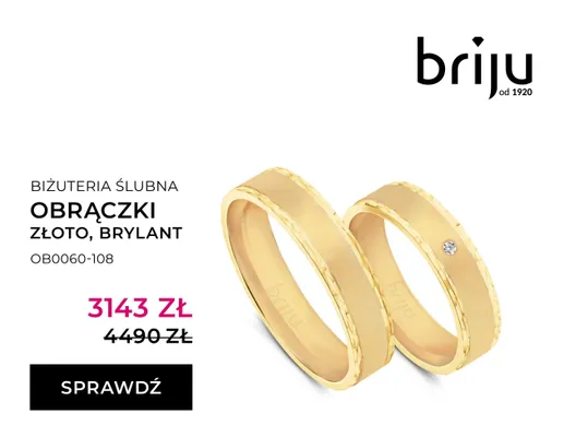 Obrączki ślubne złoto brylant promocja w Briju