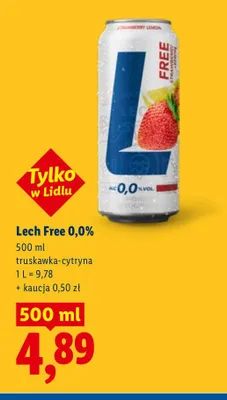 Piwo bezalkoholowe Lech Free truskawka-cytryna promocja w Lidl