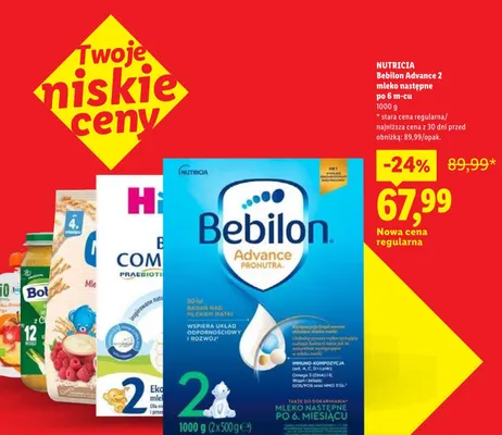 Mleko następne po 6m-cu Bebilon Advance 2 promocja w Lidl
