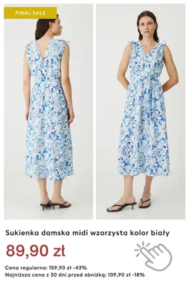 Sukienka damska midi wzorzysta kolor biały promocja w Medicine
