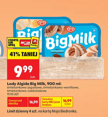 Lody Big Milk śmietankowo-jagodowe promocja w Biedronka