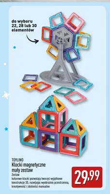 Klocki magnetyczne mały zestaw 28 elementów Toylino promocja w Aldi