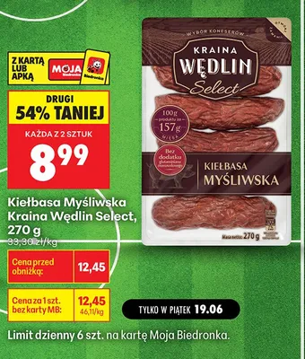 Kiełbasa Myśliwska Kraina Wędlin Select promocja w Biedronka